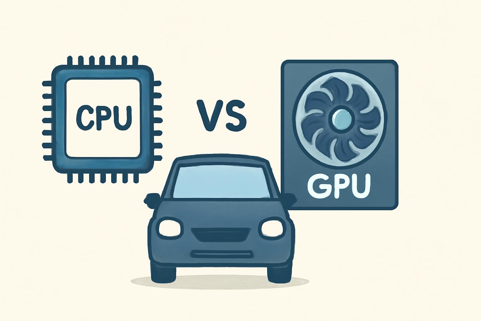 차량용 CPU와 GPU의 차이를 설명하는 자동차 전장 구성도 이미지